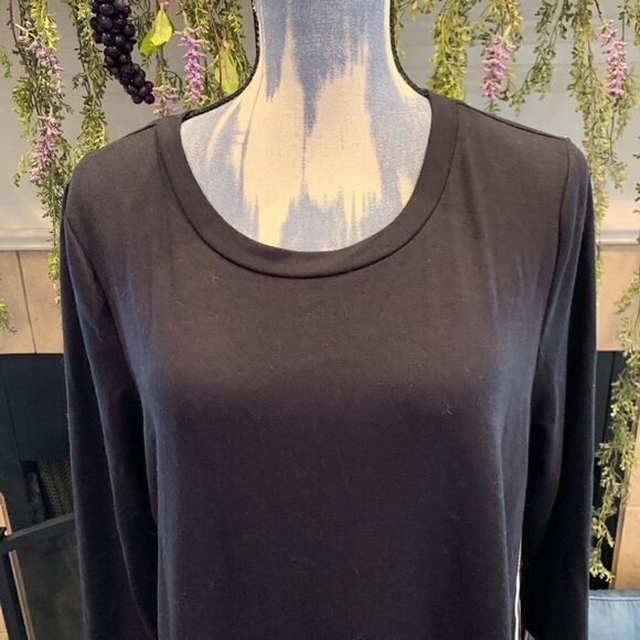 Como Blu navy long sleeve knit dress with ribbon red white and blue stripe L - Picture 2 of 8